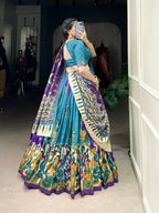 Dixz Fashion Present Tussar Silk Lehenga Set with Kalamkari Print Dupatta