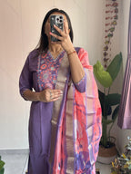 Dixz Fashion Roman Silk with Beautiful Embroidery With Sequence Work kurta set