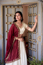 Dixz Fashion Zari Weaving Work Lace Border Belt With Sequins Lace Lehenga set