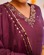 DIXZ FASHION ROMAN SILK EMBROIDERY WORK KURTA SET