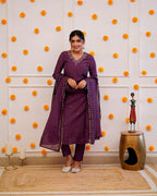 DIXZ FASHION ROMAN SILK EMBROIDERY WORK KURTA SET
