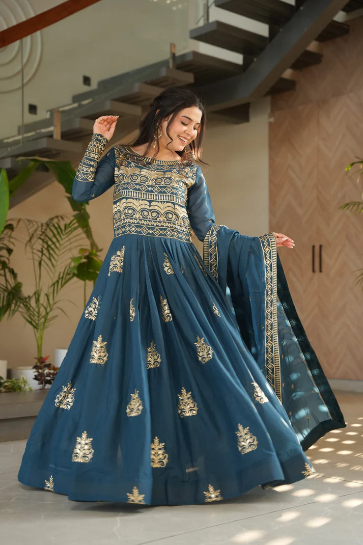 DIXZ FASHION PREMIUM READYMADE GOWN-DUPATTA COLLECTIONS