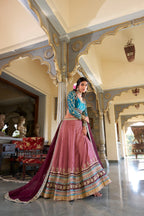 DIXZ FASHION MOONGA SILK WITH SEQUINS AND THREAD EMBROIDERY WORK LEHENGA SET