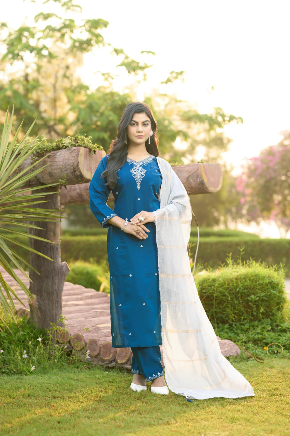 Dixz Fashion Roman Silk with Beautiful Embroidery With Sequence Work Kurtis set