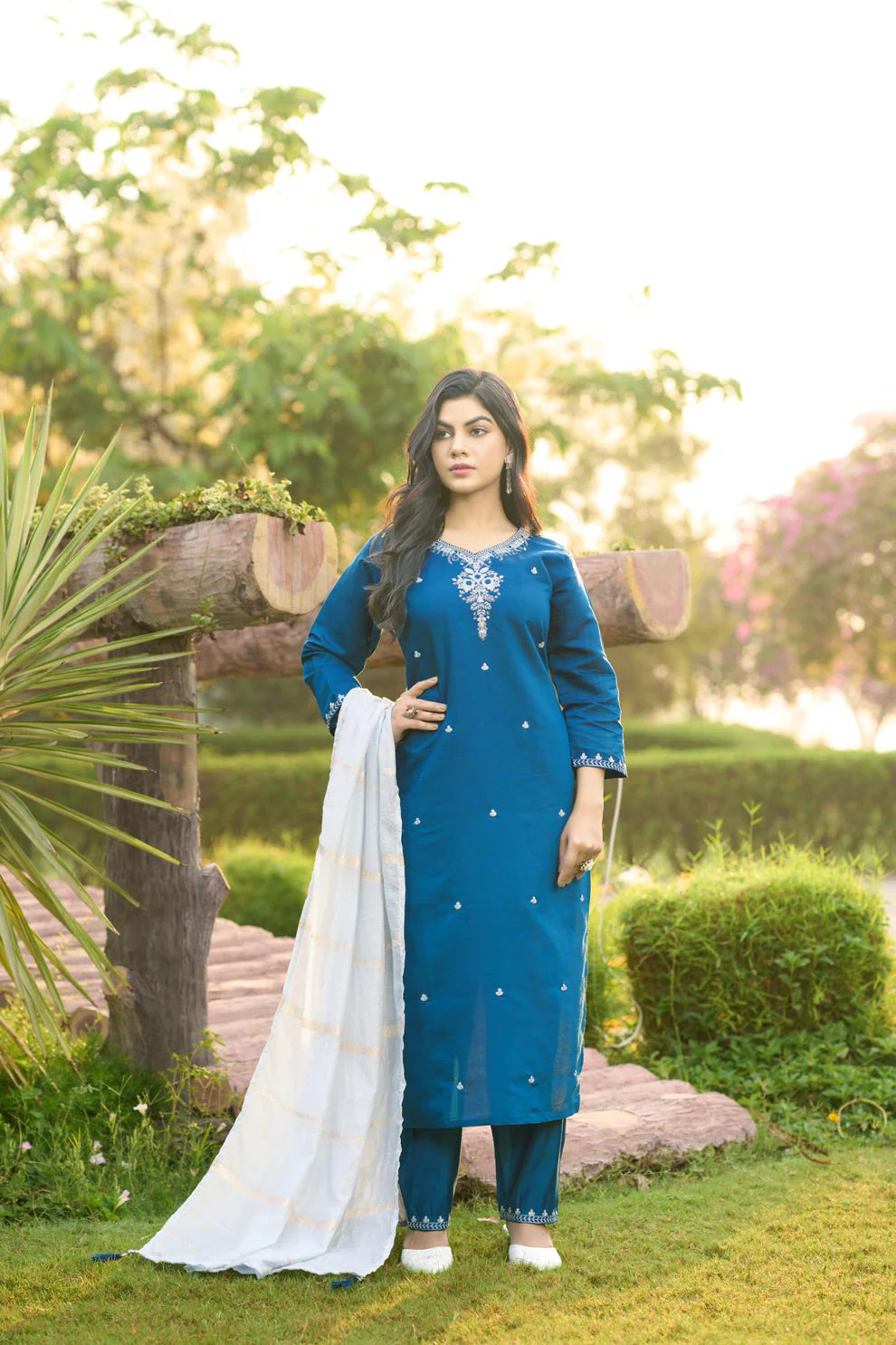 Dixz Fashion Roman Silk with Beautiful Embroidery With Sequence Work Kurtis set