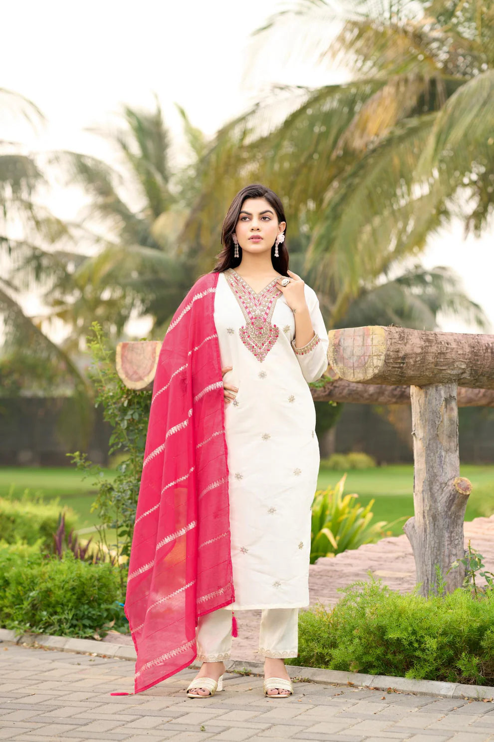 Dixz Fashion Roman Silk with Beautiful Embroidery With Sequence Work Kurti set