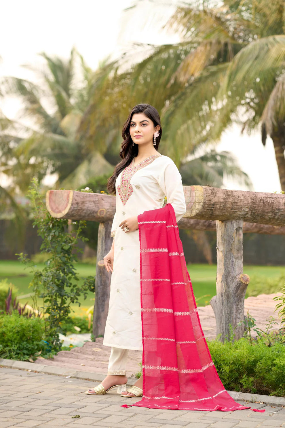 Dixz Fashion Roman Silk with Beautiful Embroidery With Sequence Work Kurti set