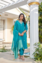 Dixz Fashion Roman Silk with Beautiful Embroidery With Sequence Work Kurtis Set