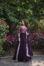 Dixz Fashion Designer Faux Blooming & Viscose Jacquard Frill Gown with Sequins Embroidered Dupatta