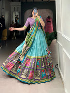 DIXZ FASHION KALAMKARI TUSSAR SILK LEHENGA CHOLI WITH DUPATTA