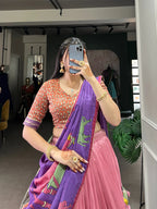 DIXZ FASHION KALAMKARI TUSSAR SILK LEHENGA CHOLI WITH DUPATTA