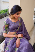 Dixz Fashion Gold Crush Embroidered Lehenga Set with Sequins & Thread Work