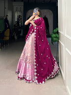 Dixz Fashion Women's Zari Kota Stitched Lehenga Set with Embroidered Dupatta and Banglory Blouse