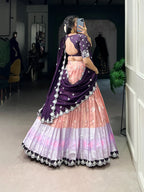 Dixz Fashion Women's Zari Kota Stitched Lehenga Set with Embroidered Dupatta and Banglory Blouse