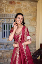 Dixz Fashion Zari Weaving Work Lace Border Belt With Sequins Lace Lehenga set