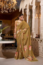 DIXZ GEORGETTE PRINTED WITH PEARL LACE BORDER SAREE