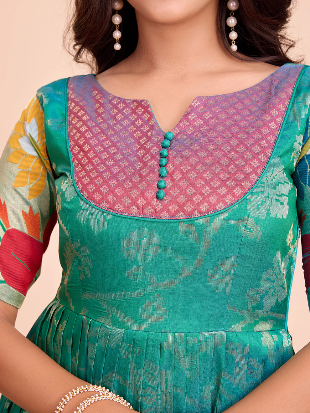 Dixz Fashion Celebrate in Style with Our Contemporary Banarasi Weaving Gown 👗