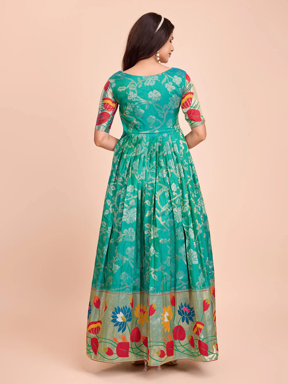 Dixz Fashion Celebrate in Style with Our Contemporary Banarasi Weaving Gown 👗