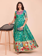 Dixz Fashion Celebrate in Style with Our Contemporary Banarasi Weaving Gown 👗